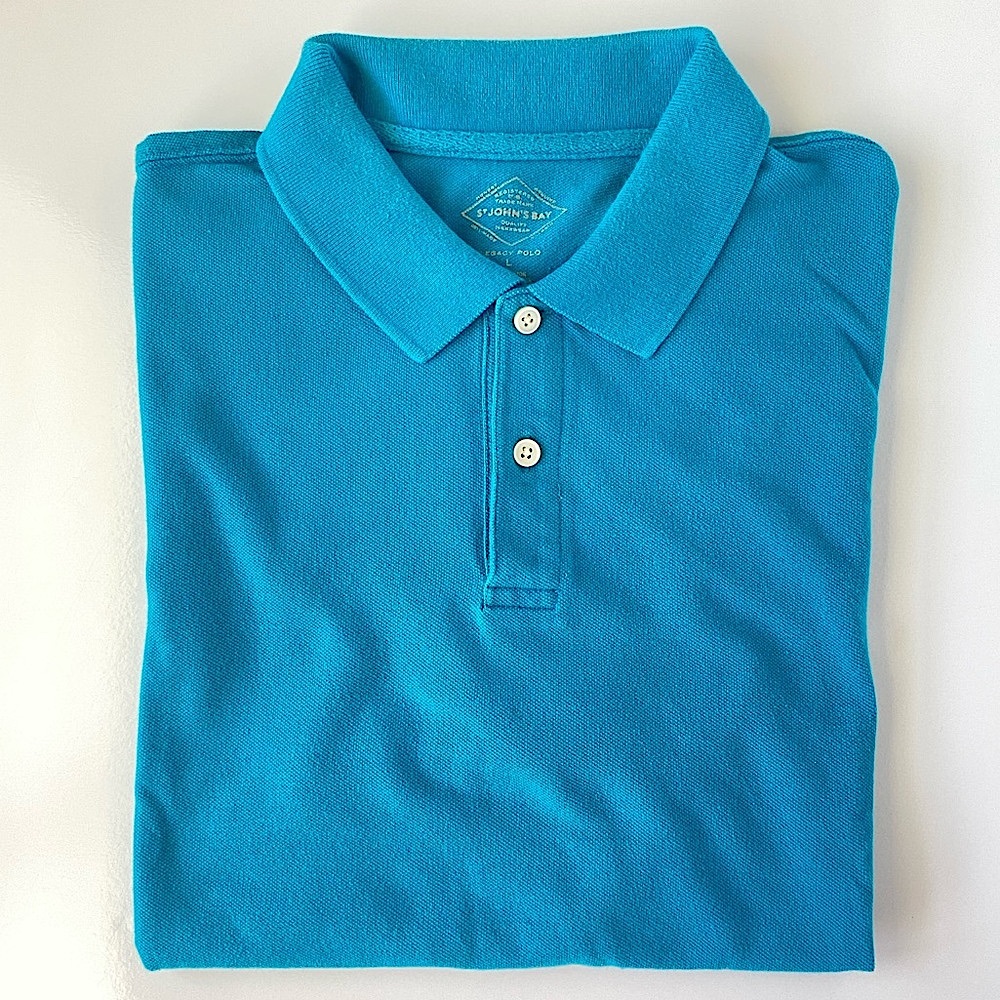 St. John's Bay Blue Polo Shirt - Picture 5 of 5